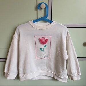 Zara girl sweatshirt with fluffy flower, 2-3years, white